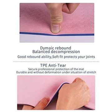 YAWHO Yoga Mat Fitness Mat Eco Friendly Material SGS Certified Ingredients TPE Specifications 72'' x 26'' Thickness 1/4-Inch Non-Slip Extra Large Yoga Mat with Carry Bag (Light Pink)