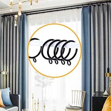 Metal Curtain Rings - ANJUU 48 Pack for Elegant Drapery Styles