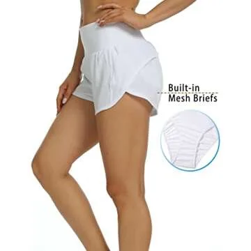 Rrosseyz Athletic Shorts for Women with Liner High Waisted, Womens Sports Shorts with Back Zipper Pocket for Running Gym- 4"(White, Small)