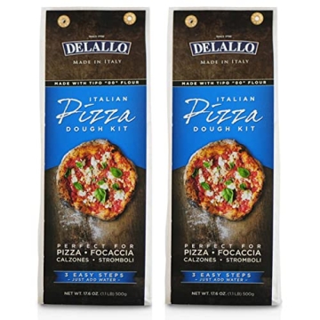 DeLallo Pizza Dough Mix Kit - 17.6 Oz, 2 Pack, Authentic Italian Hand-Tossed Crusts