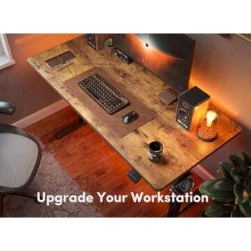 FEZIBO Electric Standing Desk, 55 x 24 Inches Height Adjustable Stand up Desk, Sit Stand Home Office Desk, Computer Desk, Rustic Brown