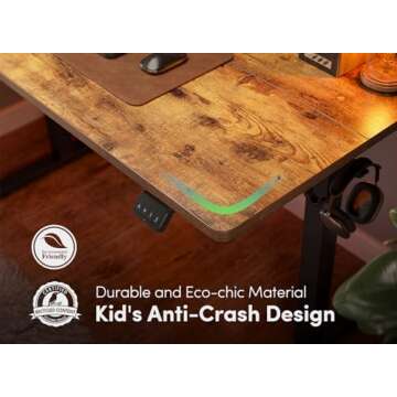 FEZIBO Electric Standing Desk, 55 x 24 Inches Height Adjustable Stand up Desk, Sit Stand Home Office Desk, Computer Desk, Rustic Brown