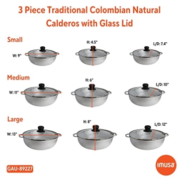 IMUSA 3pc Cast Aluminum Caldero Set for Versatile Cooking