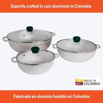 IMUSA 3pc Cast Aluminum Caldero Set for Versatile Cooking