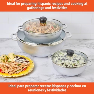 IMUSA 3pc Cast Aluminum Caldero Set for Versatile Cooking