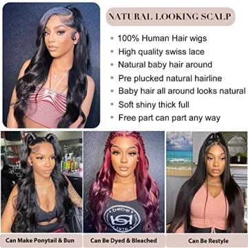 ALIPOP 24 Inch Lace Front Wig 180 Density Body Wave