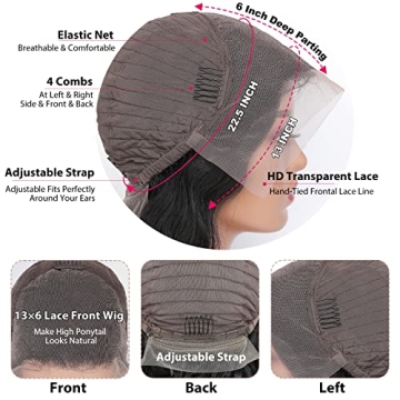 ALIPOP 24 Inch Lace Front Wig 180 Density Body Wave