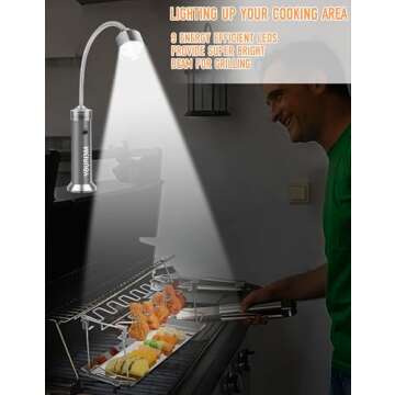 MEIRUBY Grill BBQ Stocking Stuffers for Men Adults, 2-Pack Magnetic Barbecue Grill Light: BBQ Grilling Accessories for Outdoor Grills with 360-Degree Flexible Gooseneck, Magnetic Base, Gifts for Dads