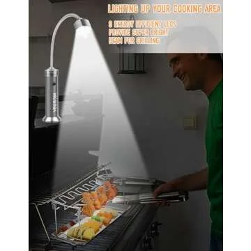 MEIRUBY Grill BBQ Stocking Stuffers for Men Adults, 2-Pack Magnetic Barbecue Grill Light: BBQ Grilling Accessories for Outdoor Grills with 360-Degree Flexible Gooseneck, Magnetic Base, Gifts for Dads
