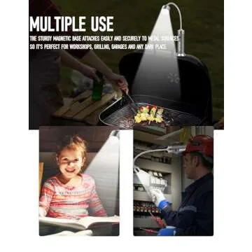 MEIRUBY Grill BBQ Stocking Stuffers for Men Adults, 2-Pack Magnetic Barbecue Grill Light: BBQ Grilling Accessories for Outdoor Grills with 360-Degree Flexible Gooseneck, Magnetic Base, Gifts for Dads