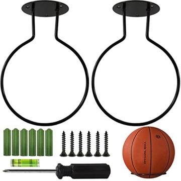 YOOHUA 2PCS Sport Wall Mounted Ball Storage Rack - Durable Steel Storage for Sports Balls