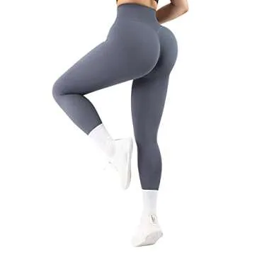 SUUKSESS Women Seamless Butt Lifting Leggings High Waisted Workout Yoga Pants (Blue, M)