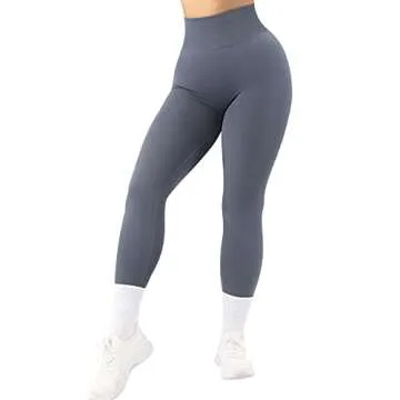SUUKSESS Women Seamless Butt Lifting Leggings High Waisted Workout Yoga Pants (Blue, M)