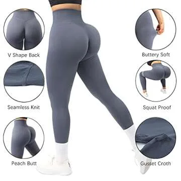 SUUKSESS Women Seamless Butt Lifting Leggings High Waisted Workout Yoga Pants (Blue, M)