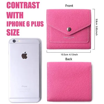 Borgasets Women's RFID Blocking Small Compact Bifold Leather Pocket Wallet Ladies Mini Purse (Crosshatch Rose)