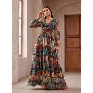 Elegant TOLEEN Summer Floral Maxi Dress for Women 2024