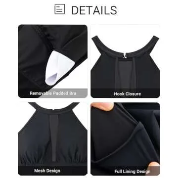 Daci Plus Size One Piece Swimsuit for Women High Neck Plunge Mesh Cut Out Bathing Suits