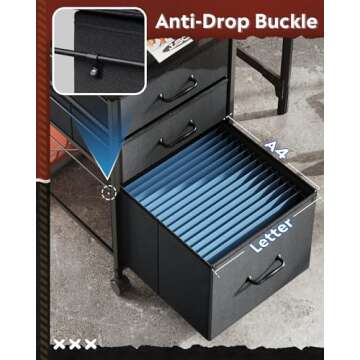 DEVAISE Mobile File Cabinet, Rolling Printer Stand with 3 Drawers, Fabric Vertical Filing Cabinet fits A4 or Letter Size for Home Office, Black