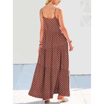 ANRABESS Women Summer Casual Loose Sleeveless Sundress Spaghetti Strap Flowy Boho Linen Beach Vacation Maxi Long Dress Print Brown Medium