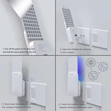 Mosalogic Fly Insect Trap Plug-in Mosquito Killer Indoor Gnat Moth Catcher Fly Tapper with Night Light UV Attractant Catcher for Home Office White-2pack