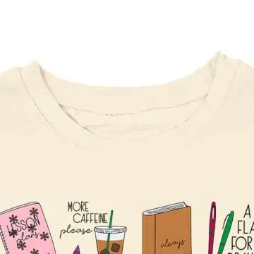 QAUN Teacher Life Shirt Women: Teacher Graphic Tshirt Teacher Shirt Teacher Gift Tees Short Sleeve Tops(Apricot, Medium)