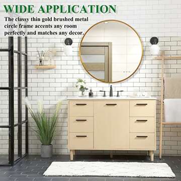 Trvone 28" Gold Round Wall Mirror for Home Decor