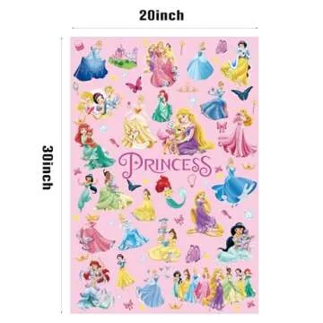 Hbavfihnbg 5 Pcs Princess Wrapping Paper Princess Gift Wrap Bulk Art Paper Folded Flat for Baby Shower Princess Birthday Party Decorations Wedding DIY Crafts Gift Packing, 20 x 30 Inch