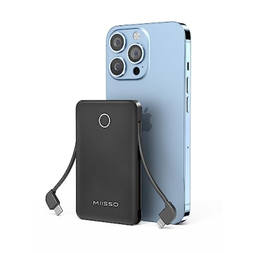 Ultra Slim 6000mAh Power Bank with Built-in Cables