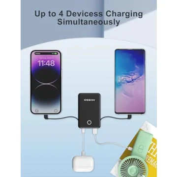 Ultra Slim 6000mAh Power Bank with Built-in Cables