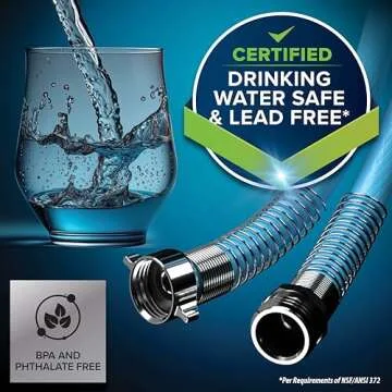 Camco EVOFlex 35-Ft RV Drinking Water Hose - Features Extra Flexible Design w/Stainless Steel Strain Relief Ends - Lead-Free, BPA-Free and Phthalate-Free - 5/8” Inside Diameter (22595)