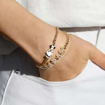 BaubleBar Disney Minnie Mouse Bride Pisa Stretch Bracelet - Beaded Disney Bracelet, Stacking Bracelets, Bachelorette & Wedding Jewelry, Licensed Disney Jewelry for Women