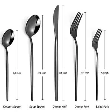 Black Silverware Set, KassKa 40 Pieces Flatware Cutlery Set, Stainless Steel Utensils Set Spoon Fork Knives Set for Home Restaurant and Kitchen, Mirror Polished Finished, Service for 8