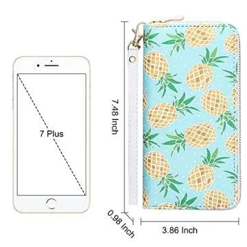 KUKOO Stylish Zip Wallet for Women – Pineapple Design