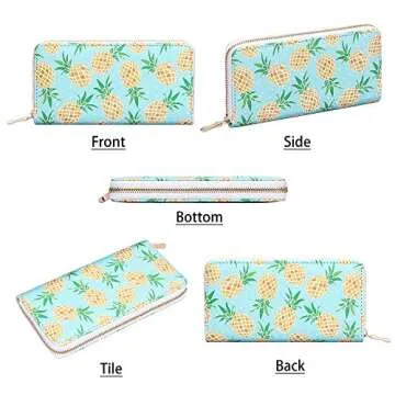 KUKOO Stylish Zip Wallet for Women – Pineapple Design
