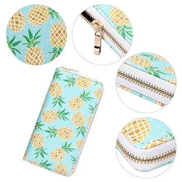 KUKOO Stylish Zip Wallet for Women – Pineapple Design