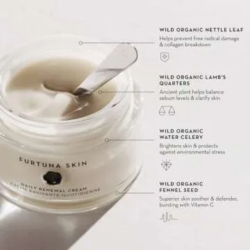 Furtuna Skin Daily Renewal Cream - Daily Moisturizer, Advanced Skin Hydration Technology, Radiance & Balance Enhancing, 95 Percent Natural