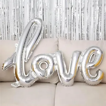 5 Pcs Silver Heart Shaped Balloons for Valentine’s Day