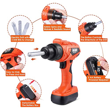 iBaseToy 32 PCS Kids Tool Set with Toolbox & Drill