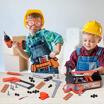 iBaseToy 32 PCS Kids Tool Set with Toolbox & Drill