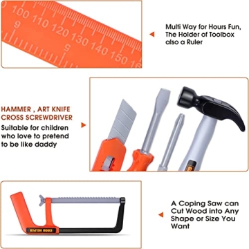 iBaseToy 32 PCS Kids Tool Set with Toolbox & Drill