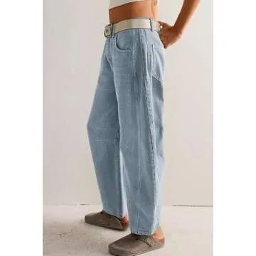 Stylish Barrel Jeans for Women Wide Leg Comfort Pants
