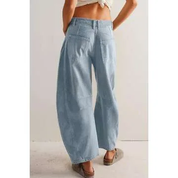 Stylish Barrel Jeans for Women Wide Leg Comfort Pants