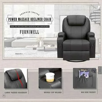 Furniwell Recliner Massage Chair with Leather Comfort