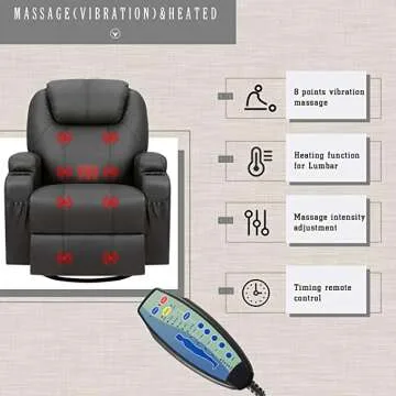 Furniwell Recliner Massage Chair with Leather Comfort