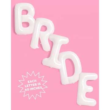 xo, Fetti White Jumbo BRIDE Balloons - 40 inch, XL | Bachelorette Party Decorations, Wedding Party, ...