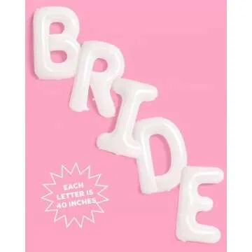 xo, Fetti White Jumbo BRIDE Balloons - 40 inch, XL | Bachelorette Party Decorations, Wedding Party, ...