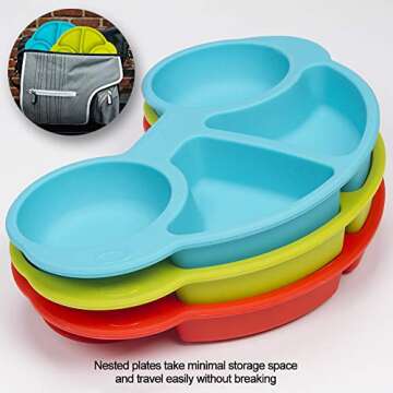 AUNEOS Toddler Plates - Fun and Safe Silicone Sectioned Plates