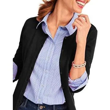 a.Jesdani Women's Button Down Crew Neck Long Sleeve Soft Knit Cardigan Sweaters