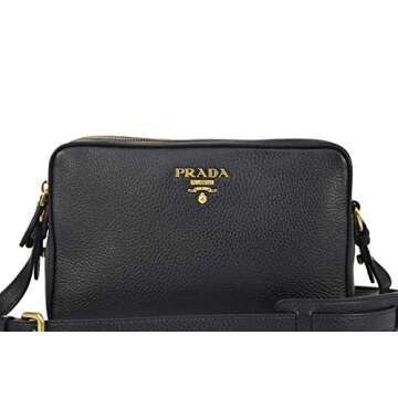 Prada Women's Black Bandoliera Vitello Phenix Leather Crossbody Bag 1BH079