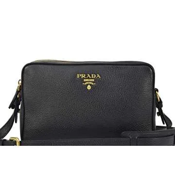 Prada Women's Black Vitello Phenix Crossbody Bag 1BH079